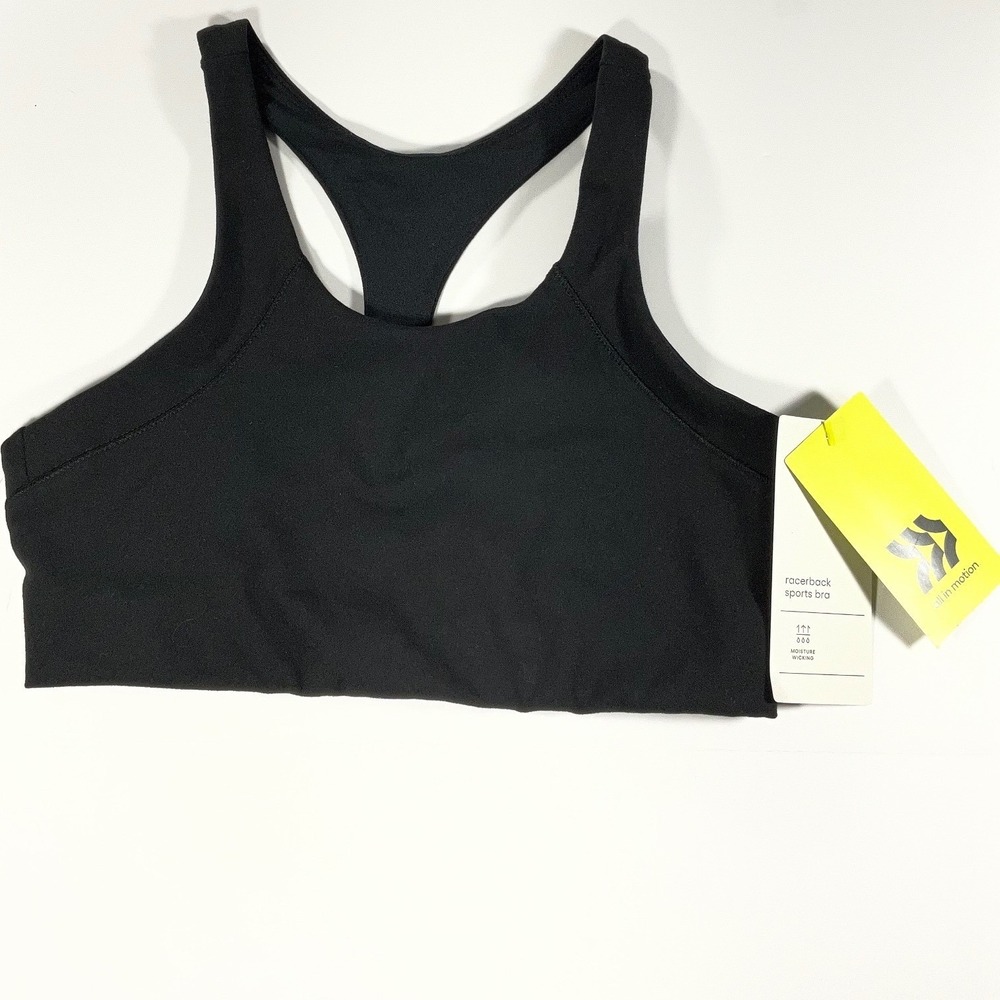 All in Motion Womens Racerback Sports Bra Black Moisture Wicking Size M 8